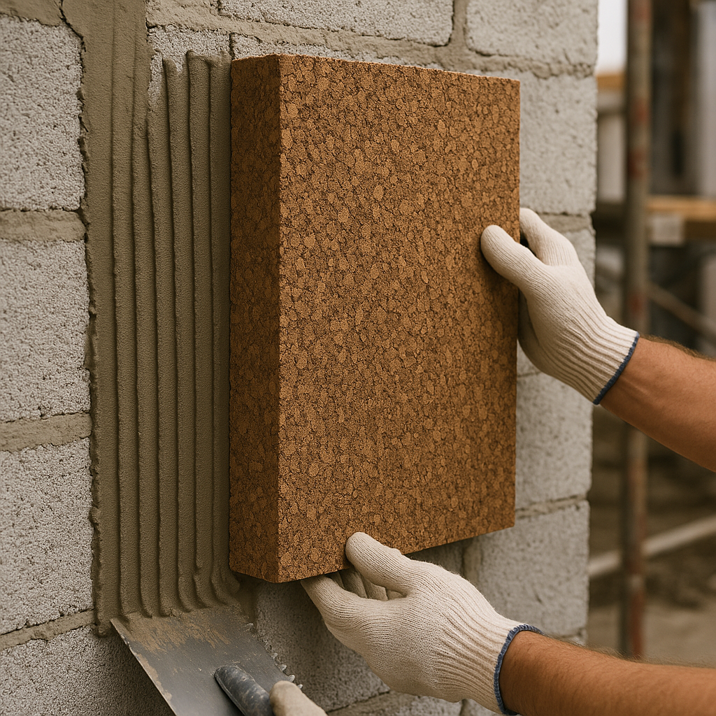 Instalación de aislamiento de corcho